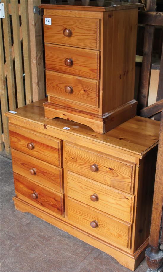 Pine chest of drawers & bedside chest